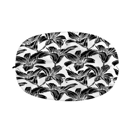 White And Black Lily Pattern Print Car Side Mirror Covers