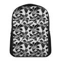 White And Black Lily Pattern Print Casual Backpack