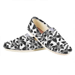 White And Black Lily Pattern Print Casual Shoes