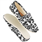 White And Black Lily Pattern Print Casual Shoes