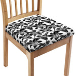 White And Black Lily Pattern Print Chair Cushion Cover