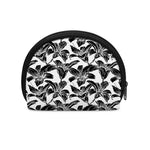 White And Black Lily Pattern Print Coin Purse