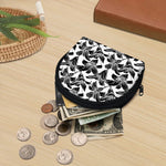 White And Black Lily Pattern Print Coin Purse