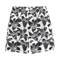 White And Black Lily Pattern Print Cotton Shorts