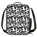 White And Black Lily Pattern Print Crossbody Lunch Bag