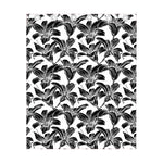 White And Black Lily Pattern Print Curtain