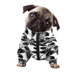 White And Black Lily Pattern Print Dog Zip Up Jacket