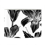 White And Black Lily Pattern Print Drum Lamp Shade