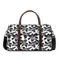 White And Black Lily Pattern Print Duffel Bag