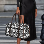 White And Black Lily Pattern Print Duffle Bag