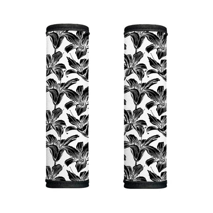 White And Black Lily Pattern Print Handle Covers
