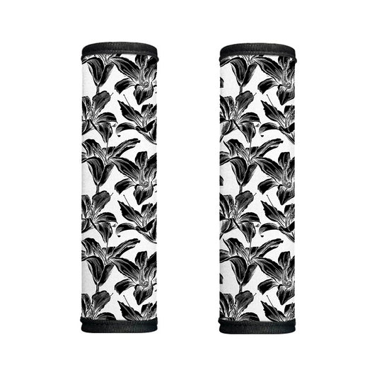 White And Black Lily Pattern Print Handle Covers