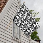 White And Black Lily Pattern Print House Flag