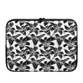White And Black Lily Pattern Print Laptop Sleeve