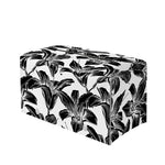 White And Black Lily Pattern Print Leather Tissue Box Cover