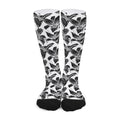 White And Black Lily Pattern Print Long Socks
