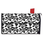 White And Black Lily Pattern Print Mailbox Cover