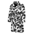 White And Black Lily Pattern Print Men's Bathrobe