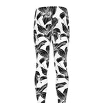 White And Black Lily Pattern Print Men's leggings