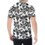 White And Black Lily Pattern Print Men's Shirt