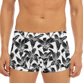 White And Black Lily Pattern Print Men's Short Boxer Briefs
