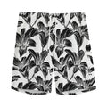 White And Black Lily Pattern Print Men's Athletic Shorts