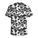 White And Black Lily Pattern Print Men's Sports T-Shirt