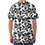 White And Black Lily Pattern Print Men's Velvet T-Shirt