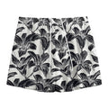 White And Black Lily Pattern Print Mesh Shorts