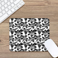 White And Black Lily Pattern Print Mouse Pad