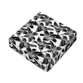White And Black Lily Pattern Print Outdoor Seat Cushion Cover