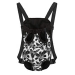 White And Black Lily Pattern Print Pet Carrier Backpack