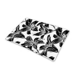 White And Black Lily Pattern Print Pet Cooling Mat Cover