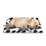 White And Black Lily Pattern Print Pet Cooling Mat Cover