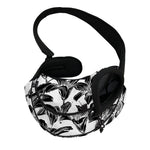 White And Black Lily Pattern Print Pet Sling Carrier