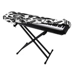 White And Black Lily Pattern Print Piano Keyboard Cover
