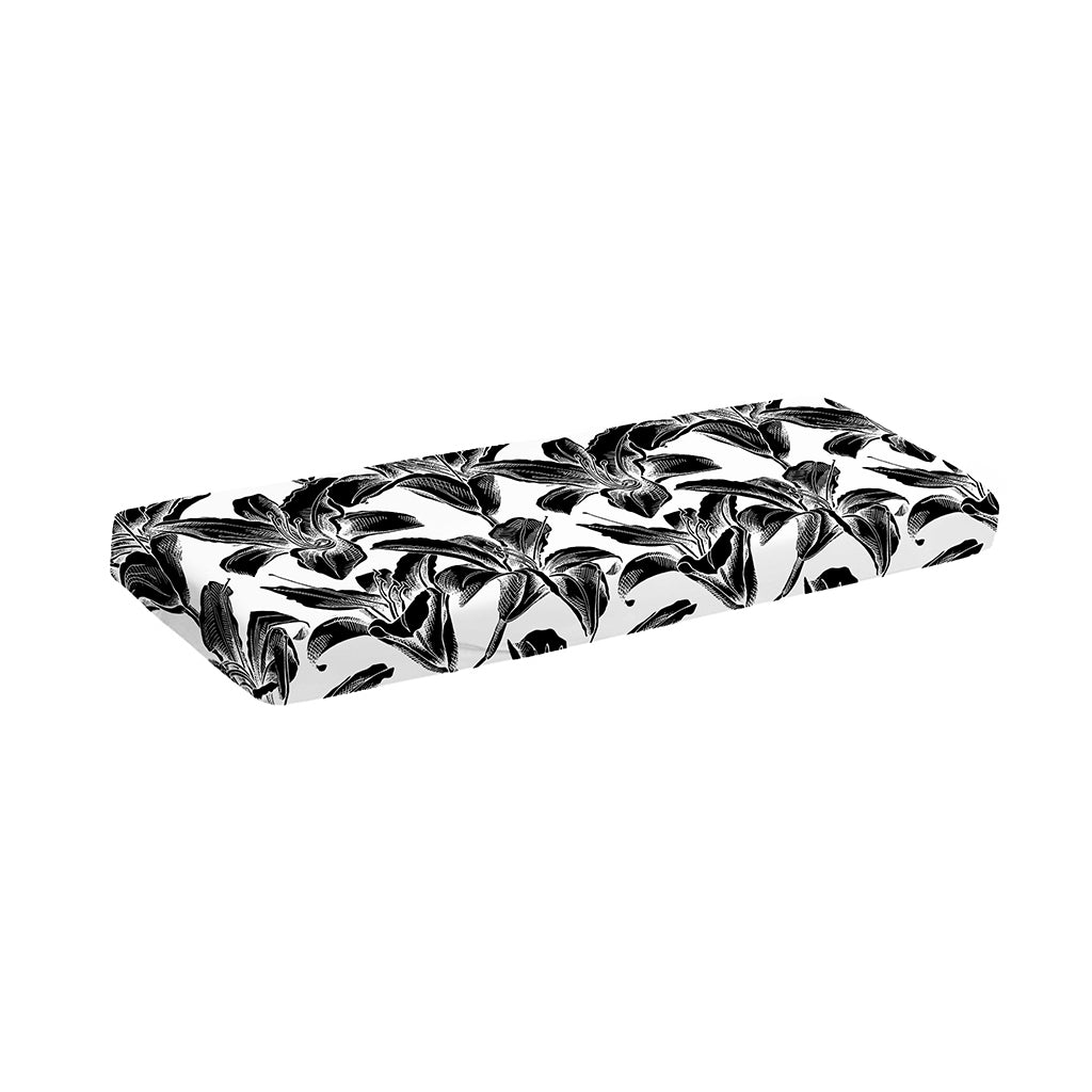 White And Black Lily Pattern Print Piano Keyboard Cover
