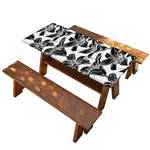White And Black Lily Pattern Print Picnic Table Cover