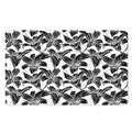 White And Black Lily Pattern Print Polyester Doormat