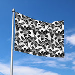 White And Black Lily Pattern Print Polyester Flag