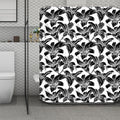 White And Black Lily Pattern Print Polyester Shower Curtain