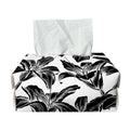 White And Black Lily Pattern Print Rectangle Tissue Box Cover