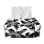 White And Black Lily Pattern Print Rectangle Tissue Box Cover