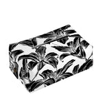 White And Black Lily Pattern Print Rectangle Tissue Box Cover