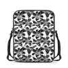 White And Black Lily Pattern Print Rectangular Crossbody Bag