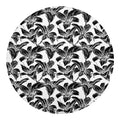 White And Black Lily Pattern Print Round Blanket