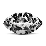 White And Black Lily Pattern Print Rugby Ball