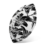 White And Black Lily Pattern Print Rugby Ball