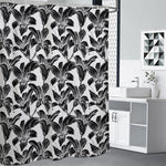 White And Black Lily Pattern Print Shower Curtain