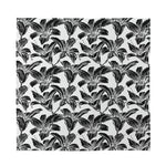 White And Black Lily Pattern Print Silk Bandana